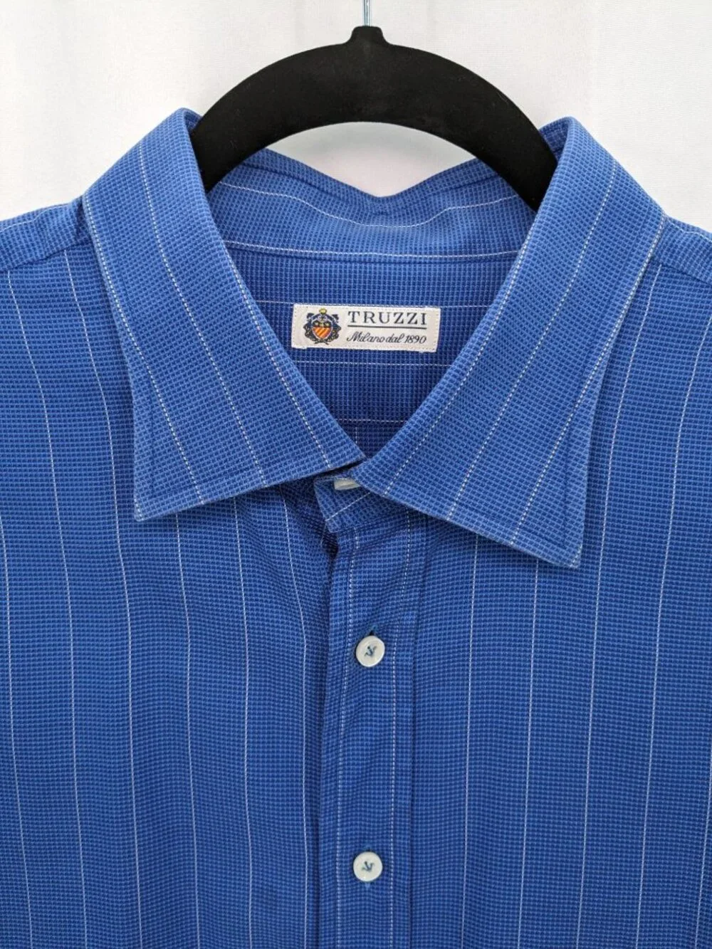 Truzzi Milano Pinstripe Dress Shirt Button‎ Up Old Money Italy Long Sleeve 16/48